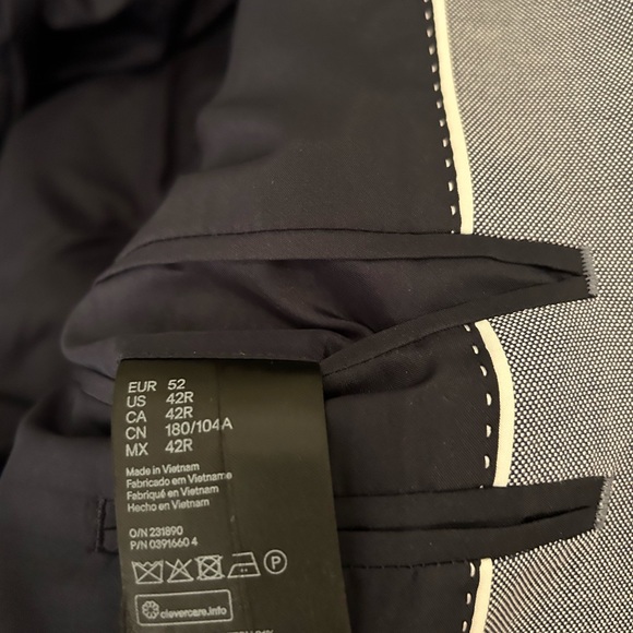 H&M Blue Sports Coat Blazer with Navy Blue Elbow Patches Size 42R - Picture 3 of 5